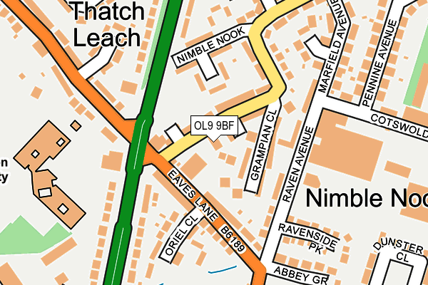 OL9 9BF map - OS OpenMap – Local (Ordnance Survey)