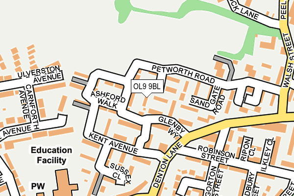 OL9 9BL map - OS OpenMap – Local (Ordnance Survey)