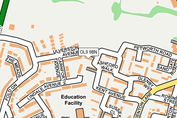 OL9 9BN map - OS OpenMap – Local (Ordnance Survey)