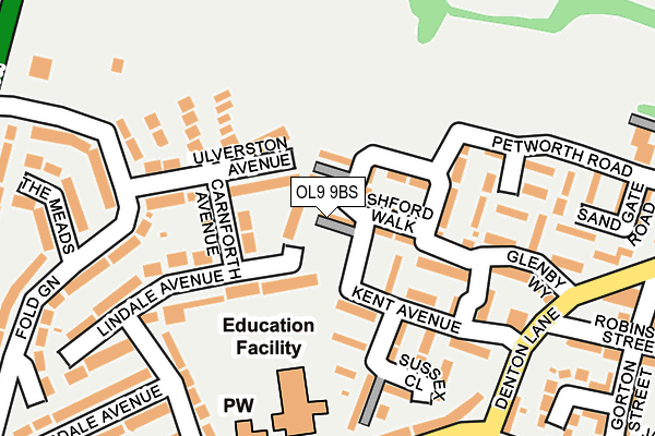 OL9 9BS map - OS OpenMap – Local (Ordnance Survey)