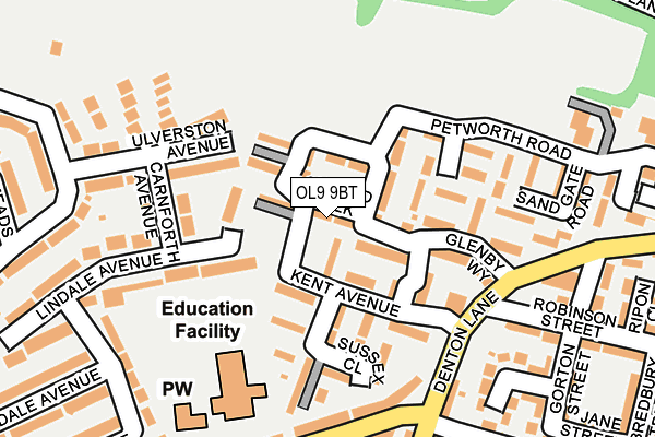 OL9 9BT map - OS OpenMap – Local (Ordnance Survey)