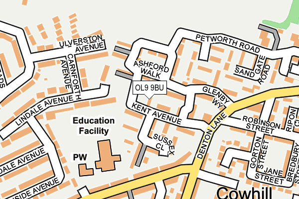 OL9 9BU map - OS OpenMap – Local (Ordnance Survey)