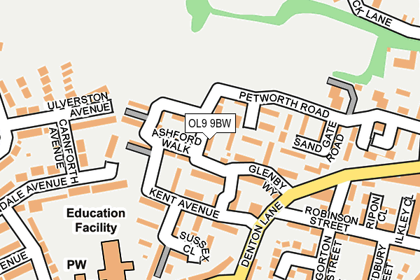 OL9 9BW map - OS OpenMap – Local (Ordnance Survey)