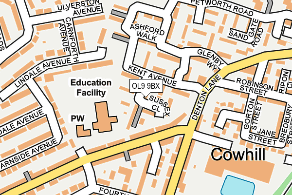 OL9 9BX map - OS OpenMap – Local (Ordnance Survey)