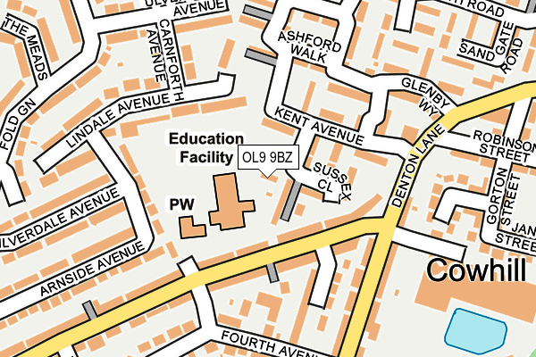 OL9 9BZ map - OS OpenMap – Local (Ordnance Survey)