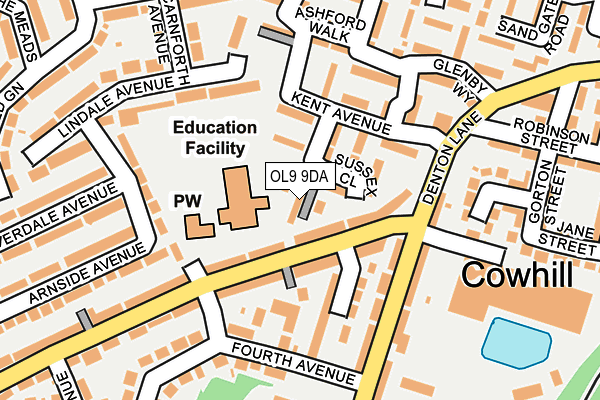 OL9 9DA map - OS OpenMap – Local (Ordnance Survey)