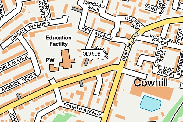 OL9 9DB map - OS OpenMap – Local (Ordnance Survey)