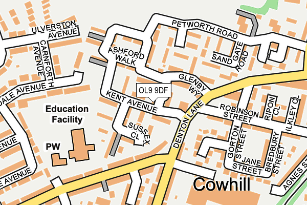 OL9 9DF map - OS OpenMap – Local (Ordnance Survey)