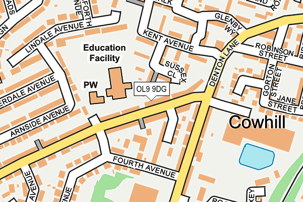 OL9 9DG map - OS OpenMap – Local (Ordnance Survey)