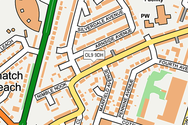 OL9 9DH map - OS OpenMap – Local (Ordnance Survey)
