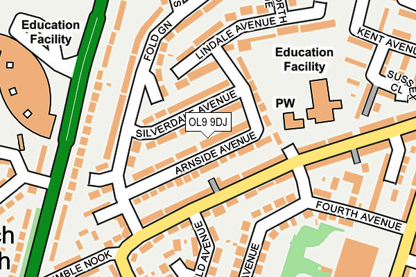 OL9 9DJ map - OS OpenMap – Local (Ordnance Survey)