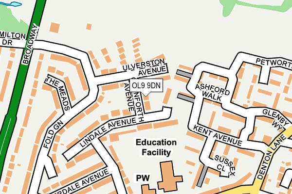 OL9 9DN map - OS OpenMap – Local (Ordnance Survey)