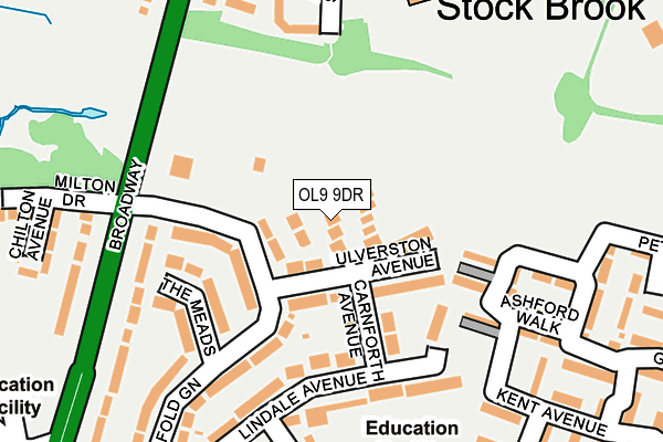 OL9 9DR map - OS OpenMap – Local (Ordnance Survey)