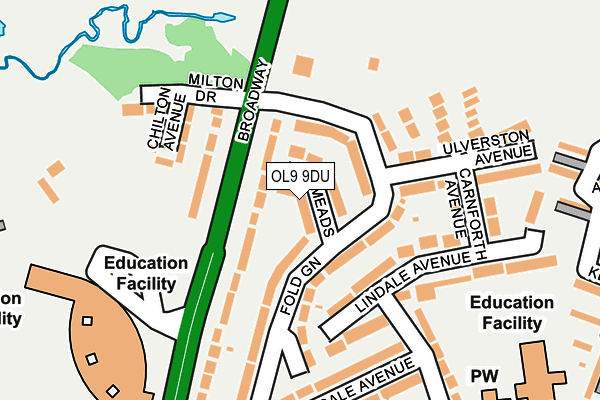 OL9 9DU map - OS OpenMap – Local (Ordnance Survey)