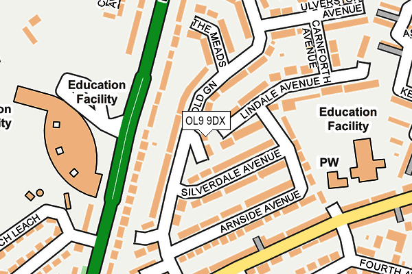 OL9 9DX map - OS OpenMap – Local (Ordnance Survey)