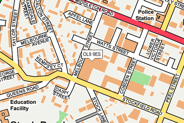 OL9 9ES map - OS OpenMap – Local (Ordnance Survey)