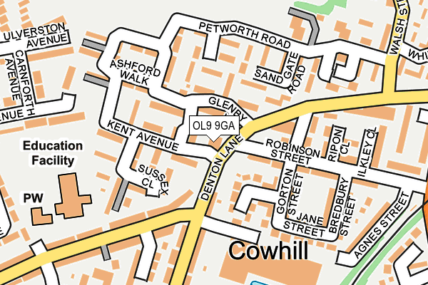 OL9 9GA map - OS OpenMap – Local (Ordnance Survey)