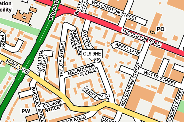 OL9 9HE map - OS OpenMap – Local (Ordnance Survey)