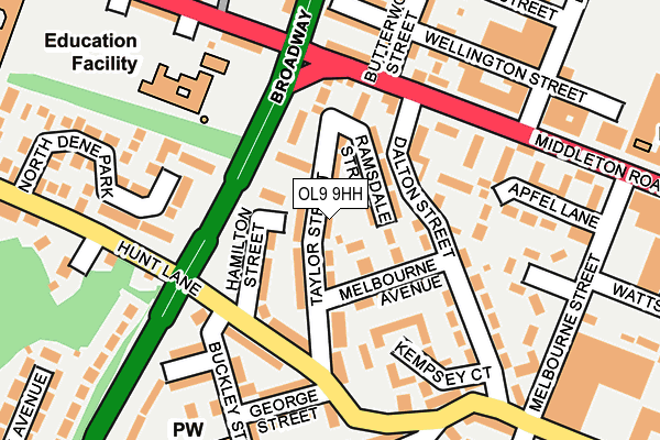 OL9 9HH map - OS OpenMap – Local (Ordnance Survey)