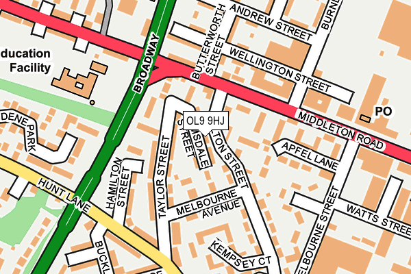 OL9 9HJ map - OS OpenMap – Local (Ordnance Survey)