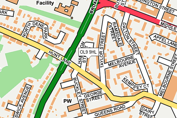 OL9 9HL map - OS OpenMap – Local (Ordnance Survey)