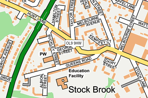 OL9 9HW map - OS OpenMap – Local (Ordnance Survey)