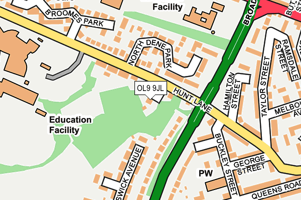 OL9 9JL map - OS OpenMap – Local (Ordnance Survey)