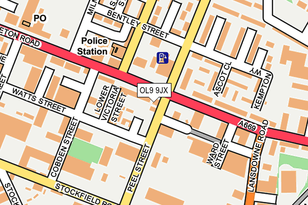 OL9 9JX map - OS OpenMap – Local (Ordnance Survey)