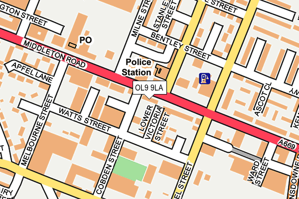 OL9 9LA map - OS OpenMap – Local (Ordnance Survey)