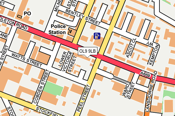 OL9 9LB map - OS OpenMap – Local (Ordnance Survey)