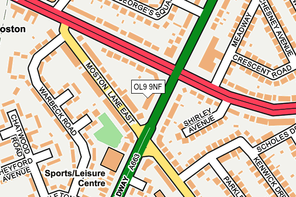 OL9 9NF map - OS OpenMap – Local (Ordnance Survey)
