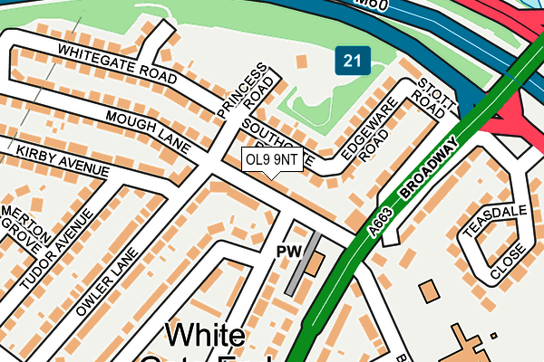 OL9 9NT map - OS OpenMap – Local (Ordnance Survey)