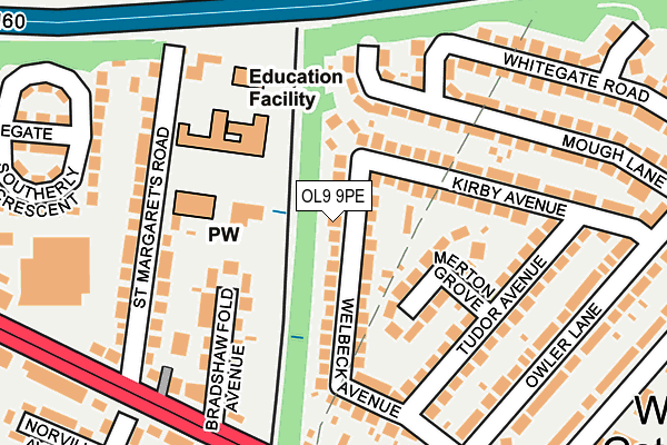 OL9 9PE map - OS OpenMap – Local (Ordnance Survey)