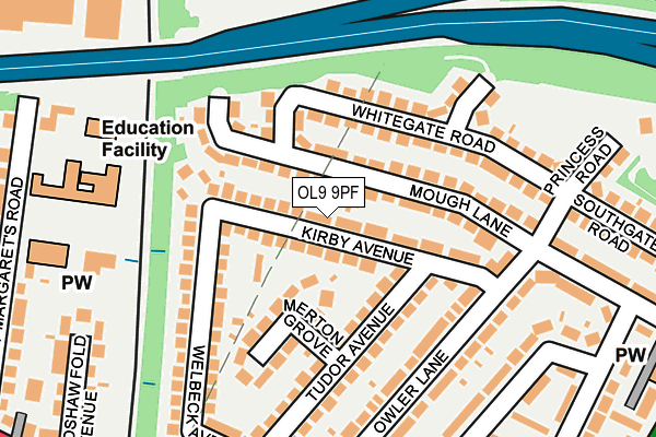 OL9 9PF map - OS OpenMap – Local (Ordnance Survey)