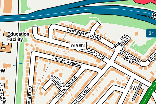 OL9 9PJ map - OS OpenMap – Local (Ordnance Survey)