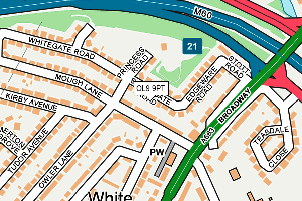 OL9 9PT map - OS OpenMap – Local (Ordnance Survey)