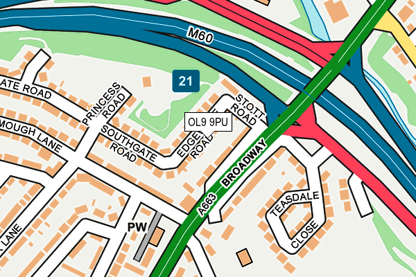 OL9 9PU map - OS OpenMap – Local (Ordnance Survey)