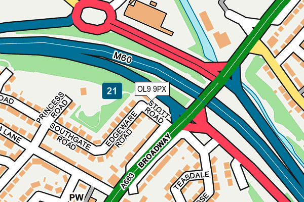 OL9 9PX map - OS OpenMap – Local (Ordnance Survey)