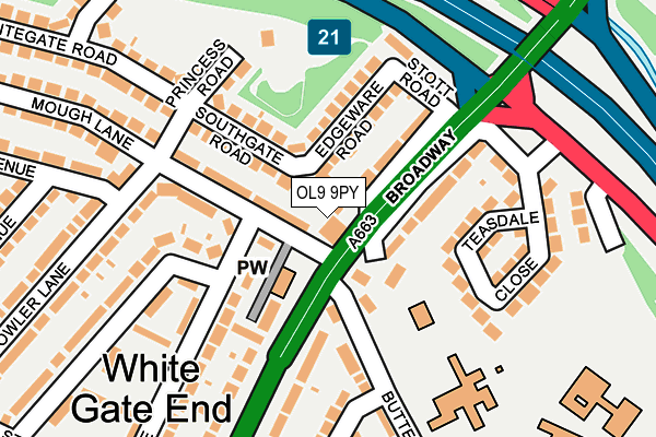 OL9 9PY map - OS OpenMap – Local (Ordnance Survey)