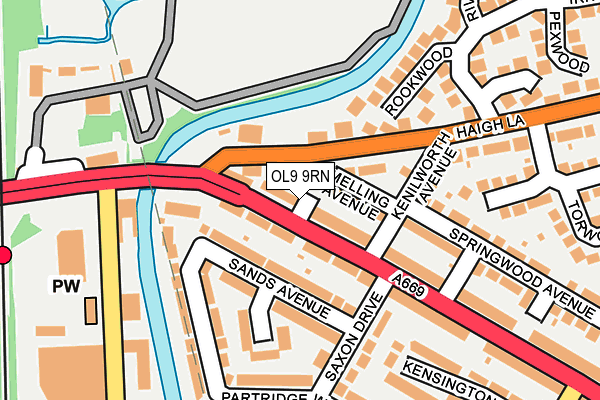 OL9 9RN map - OS OpenMap – Local (Ordnance Survey)