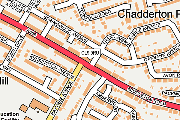 OL9 9RU map - OS OpenMap – Local (Ordnance Survey)