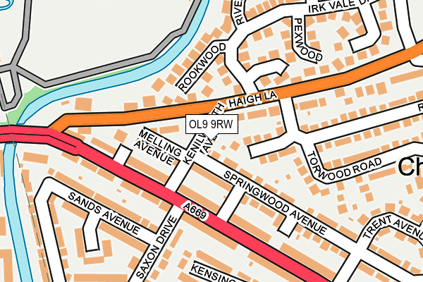 OL9 9RW map - OS OpenMap – Local (Ordnance Survey)