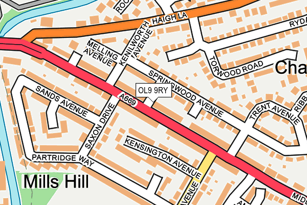 OL9 9RY map - OS OpenMap – Local (Ordnance Survey)