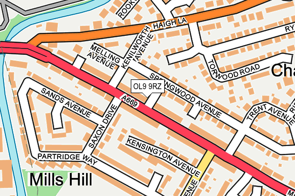 OL9 9RZ map - OS OpenMap – Local (Ordnance Survey)