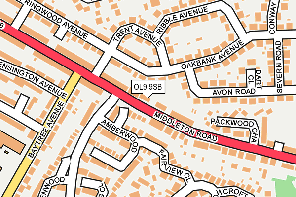 OL9 9SB map - OS OpenMap – Local (Ordnance Survey)