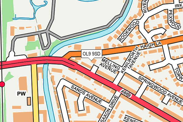 OL9 9SD map - OS OpenMap – Local (Ordnance Survey)