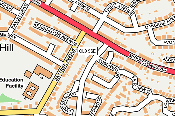 OL9 9SE map - OS OpenMap – Local (Ordnance Survey)