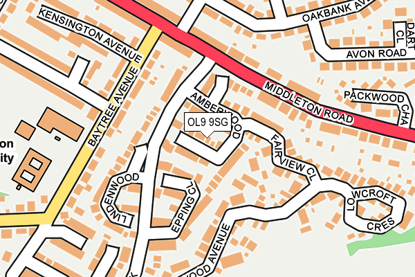 OL9 9SG map - OS OpenMap – Local (Ordnance Survey)