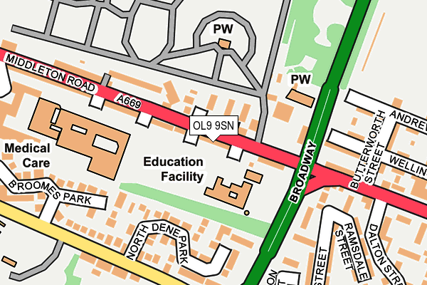 OL9 9SN map - OS OpenMap – Local (Ordnance Survey)