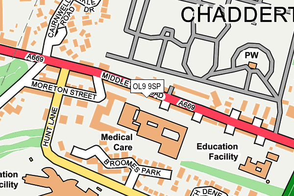 OL9 9SP map - OS OpenMap – Local (Ordnance Survey)